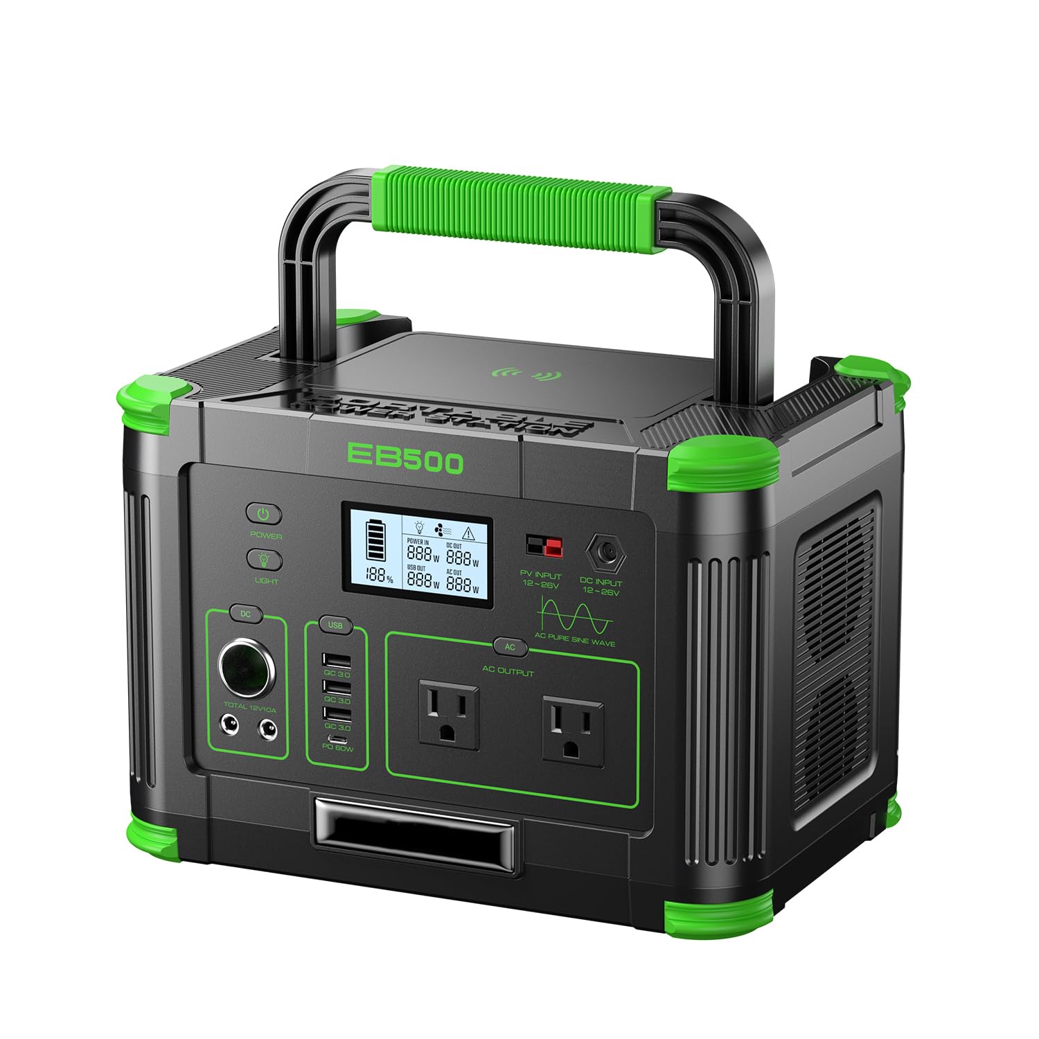 Outdoor Power House - 500W Portable Power Station, 519.48Wh Outdoor