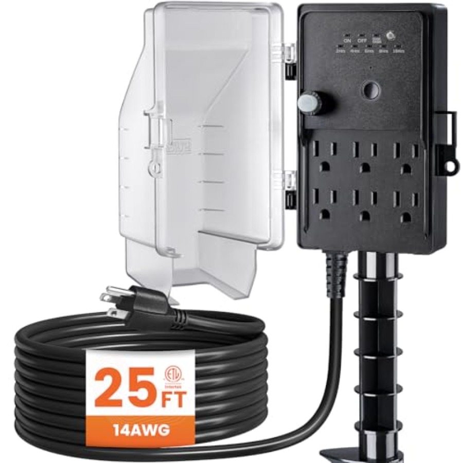 Outdoor Power Outlet Extension - Outdoor Power Stake Dusk to Dawn