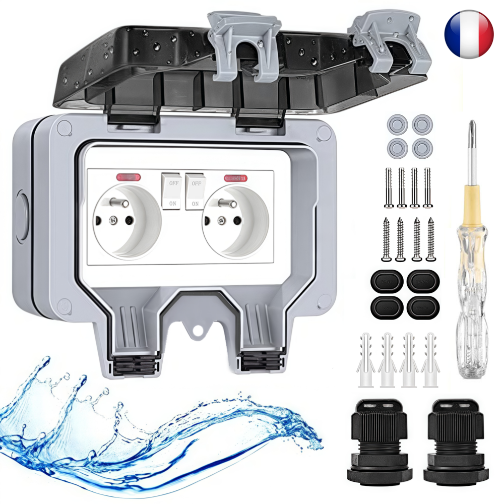 Outdoor Power Outlet Extension - EIOMR France IP66 Weatherproof Outdoor Socket,