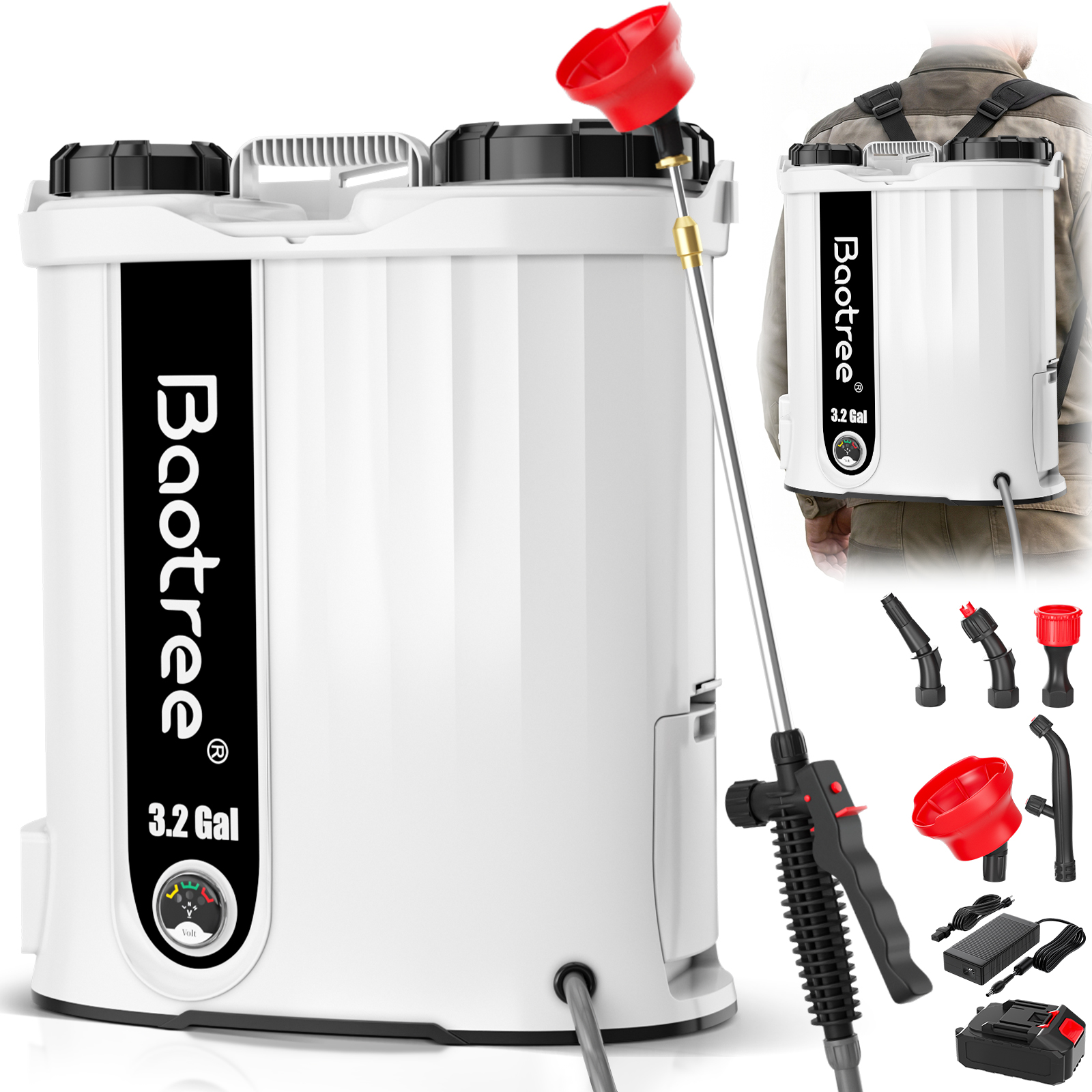 Electric Sprayer Backpack - 3.2/4.4 Gallon Backpack Sprayer Battery Powered,