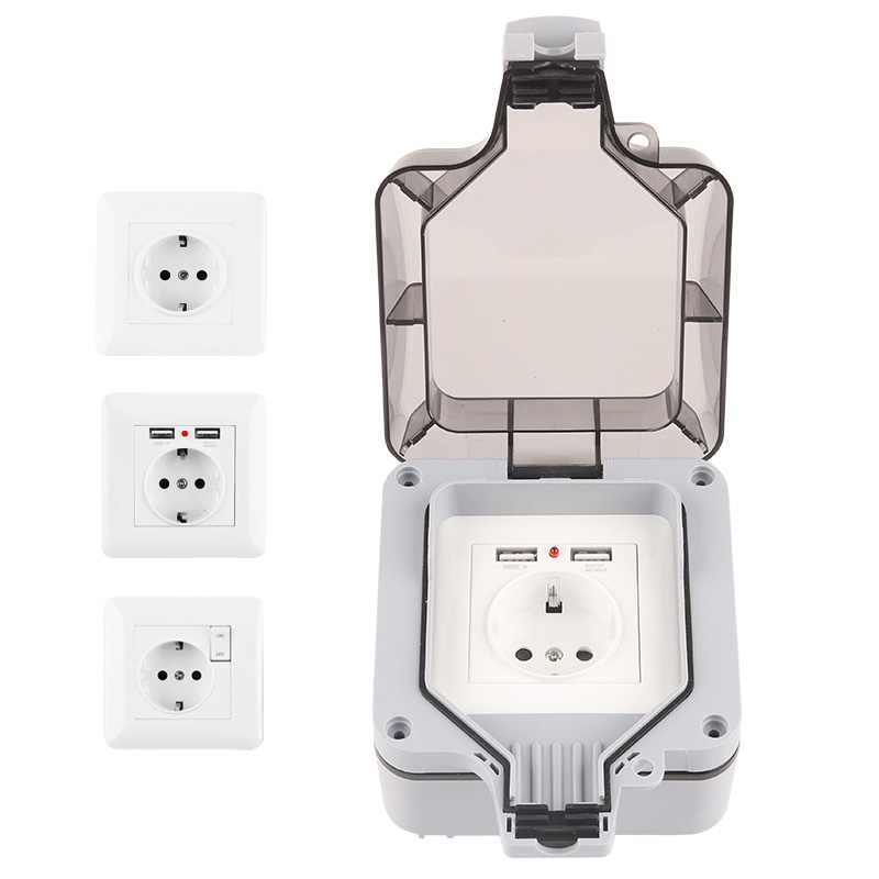 Outdoor Power Outlet Extension - IP66 Outdoor Weatherproof 16A Grounded 250V