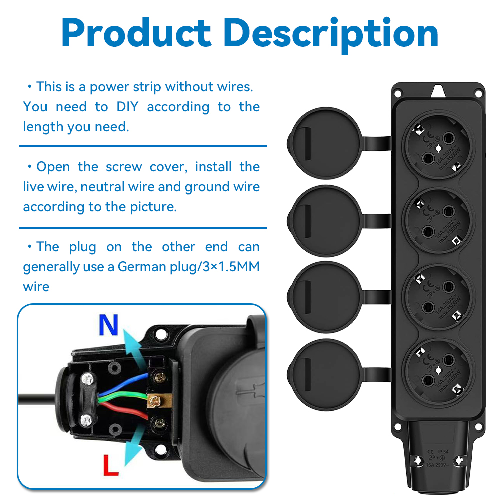 Eu Germany 1/4 circuit waterpr - Outdoor Power Outlet Extension recensie en prijs