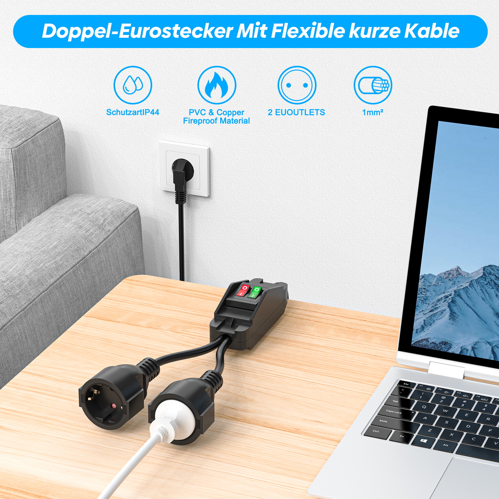 Eu plug 40cm/2m extension cord - Outdoor Power Outlet Extension recensie en prijs
