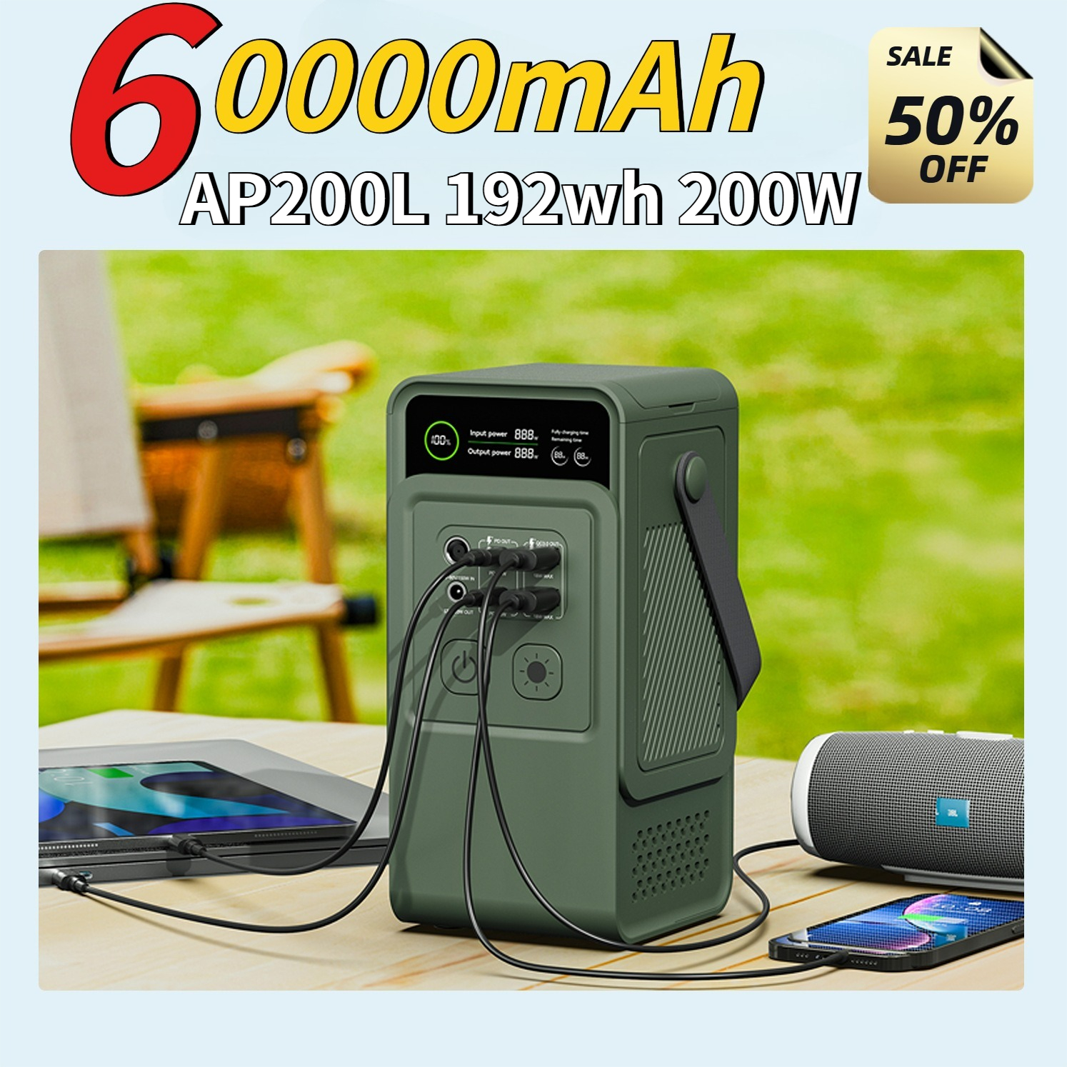 60000mAh 200W 192Wh Camping Po - Outdoor Power Generator recensie en prijs
