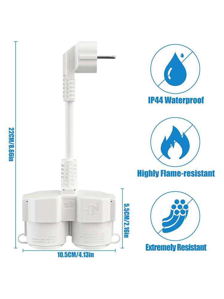 EU Extension Cable with 2 Schu - Outdoor Power Outlet Extension recensie en prijs