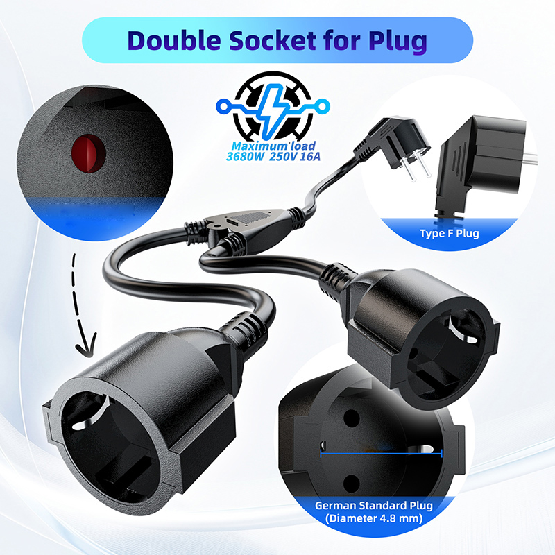 EU Power Splitter Cord 1X2 Eur - Outdoor Power Outlet Extension recensie en prijs